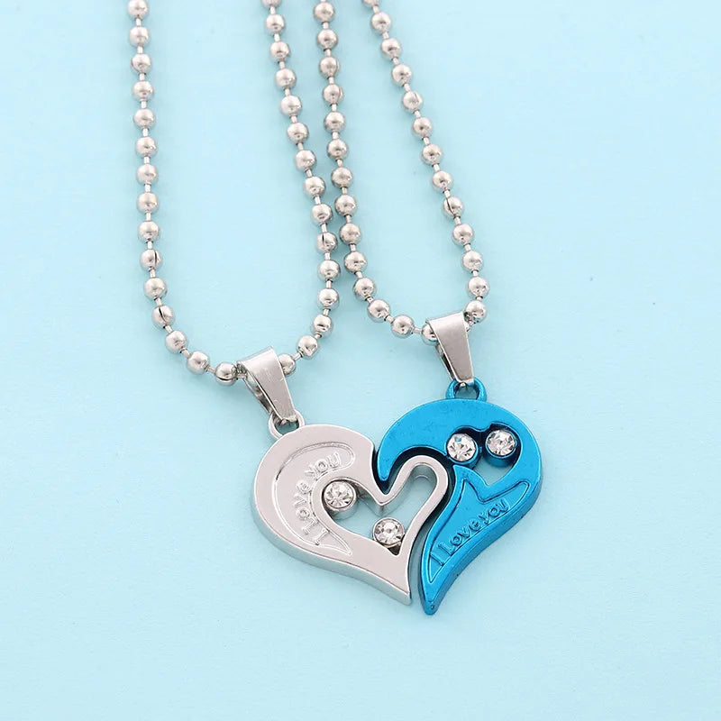 Quality Couple Pendant Necklace Electrocardiogram, Magnetic Heart