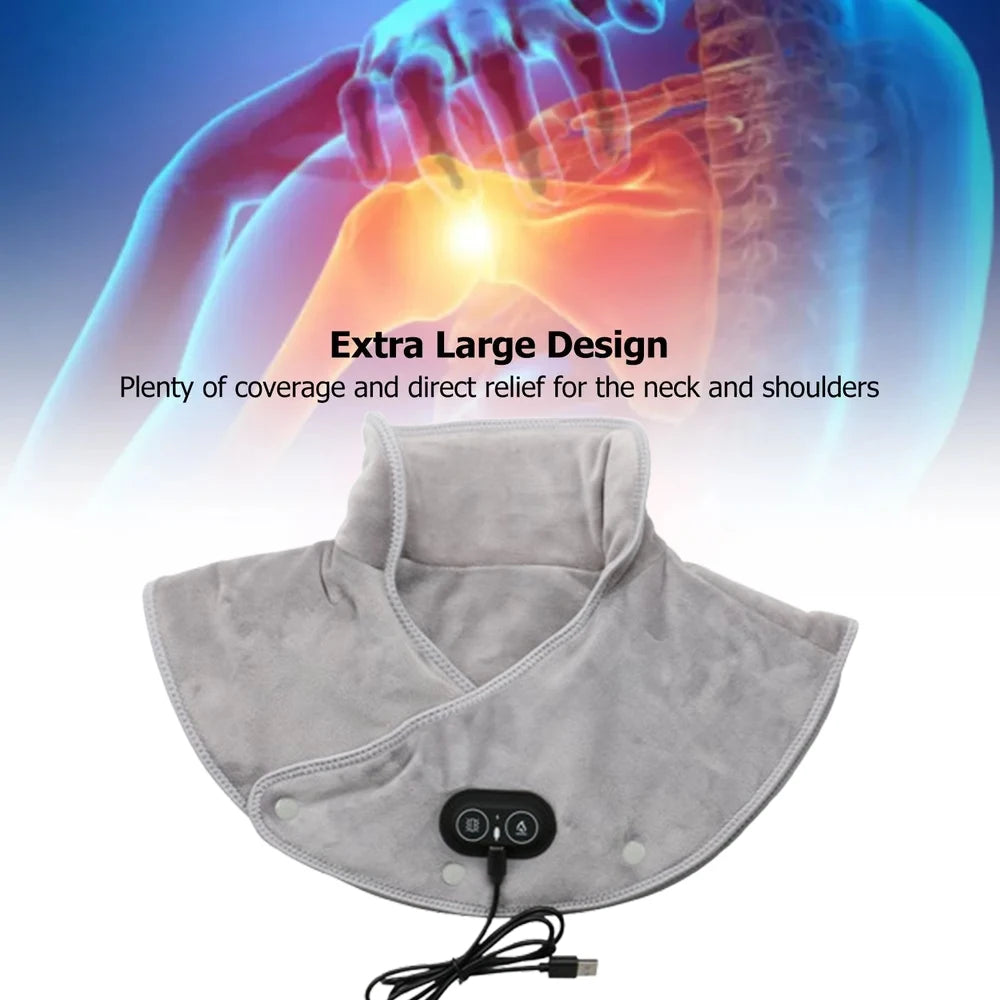 Electric Heating Shoulder Neck Pad Massager, Three Gear Hot Compress Cervical Shawl Warmer USB