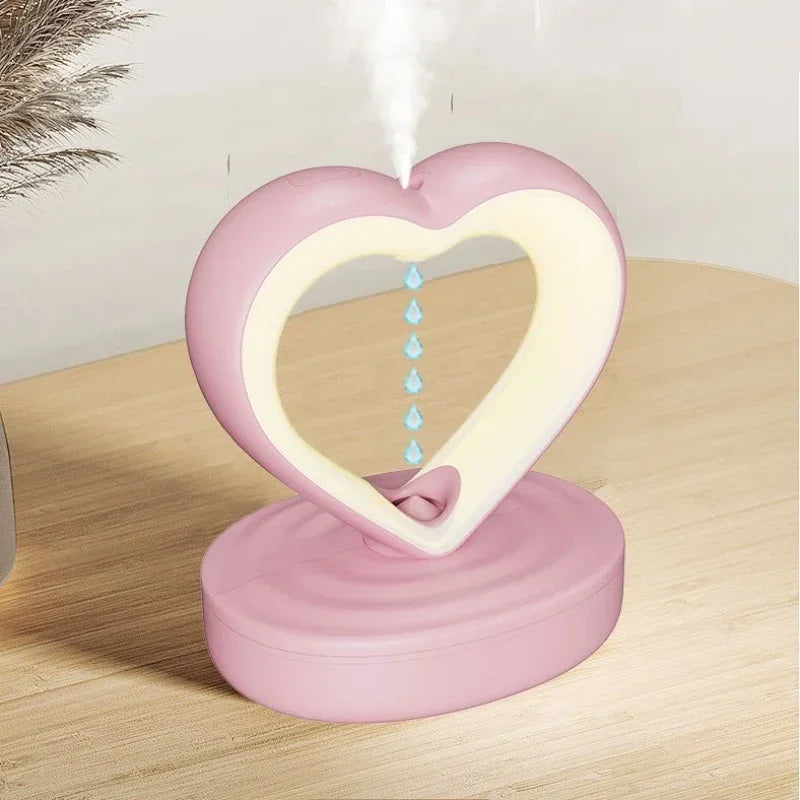 Creative Heart Shaped Anti-Gravity Humidifier LED Water Drop Air Humidifier