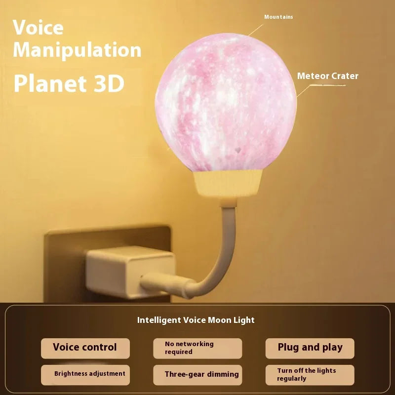 Smart Voice Control Moon Night Light USB Plug in