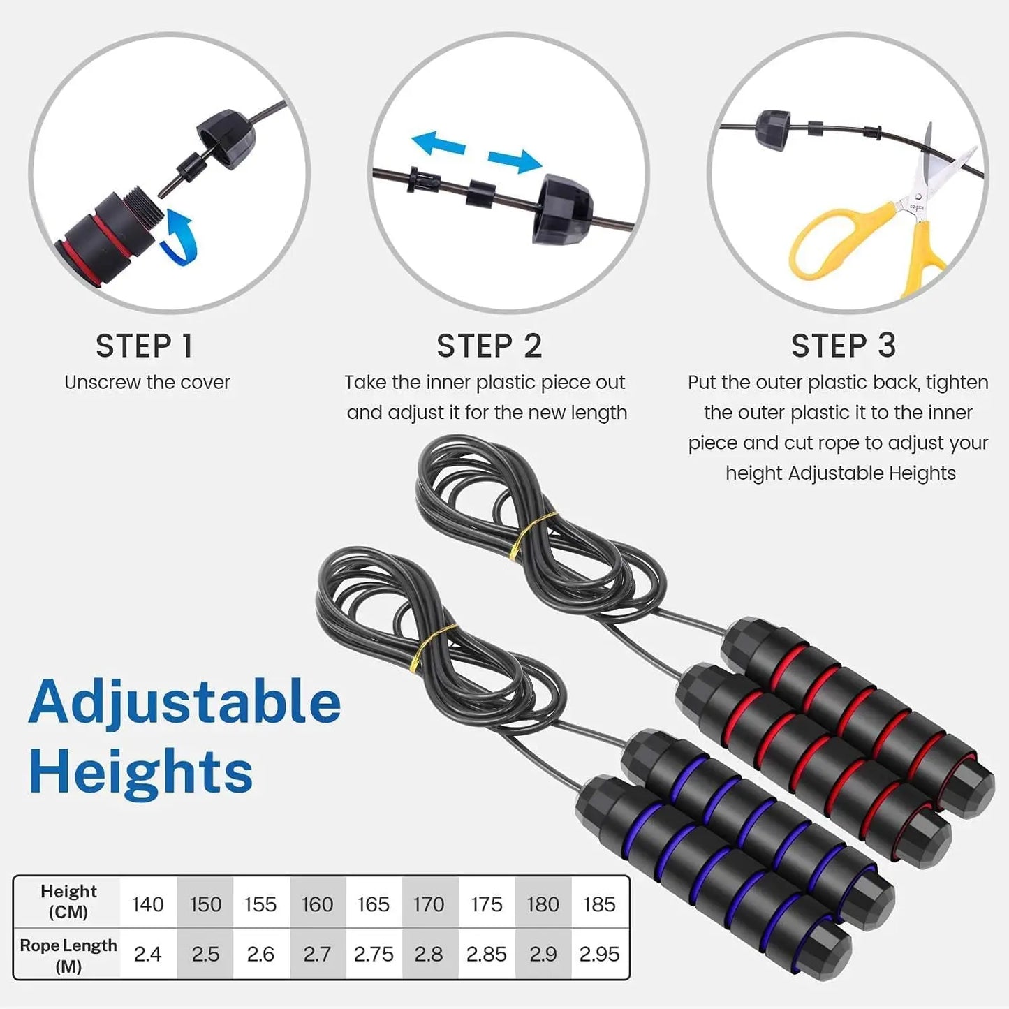 Ball Bearings Adjustable Tangle-Free Speed Wire Jump Rope with Foam Handles