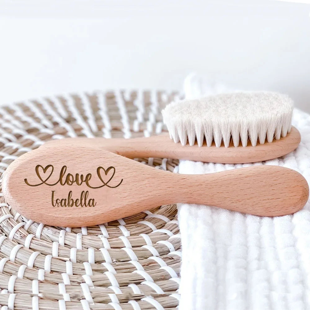 Personalized Baby Hairbrushes Custom Name Wooden Hairbrush