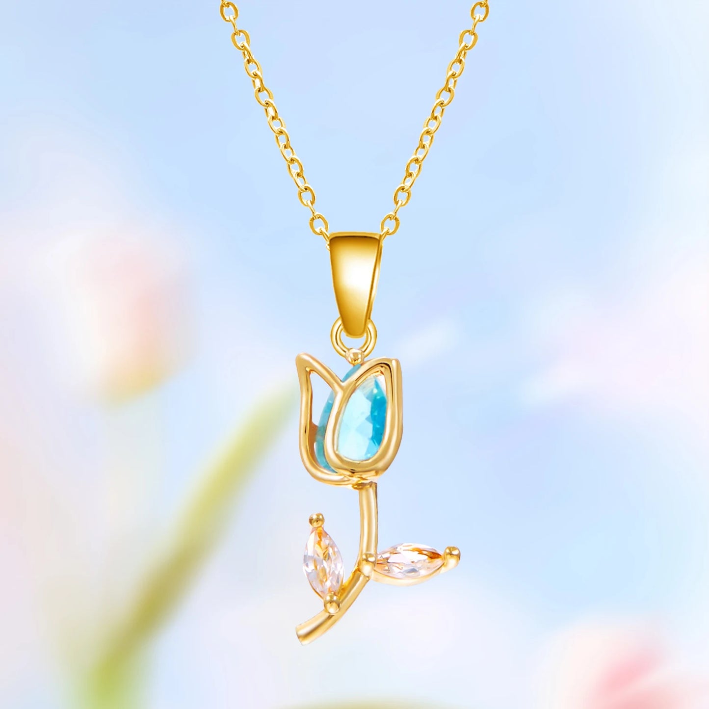 Light Luxury Tulip Flower Pendant Necklace