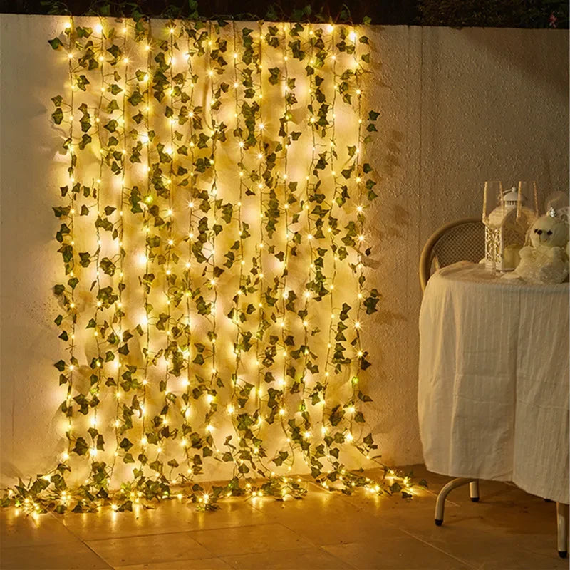 Green Leaf Lights Artificial Vine Fairy Lights Battery Powered