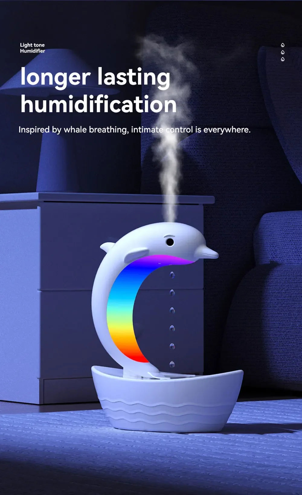 Desktop Dolphin Speaker Ambient Light Bass Bluetooth Speaker Home Anti-Gravity Humidifier