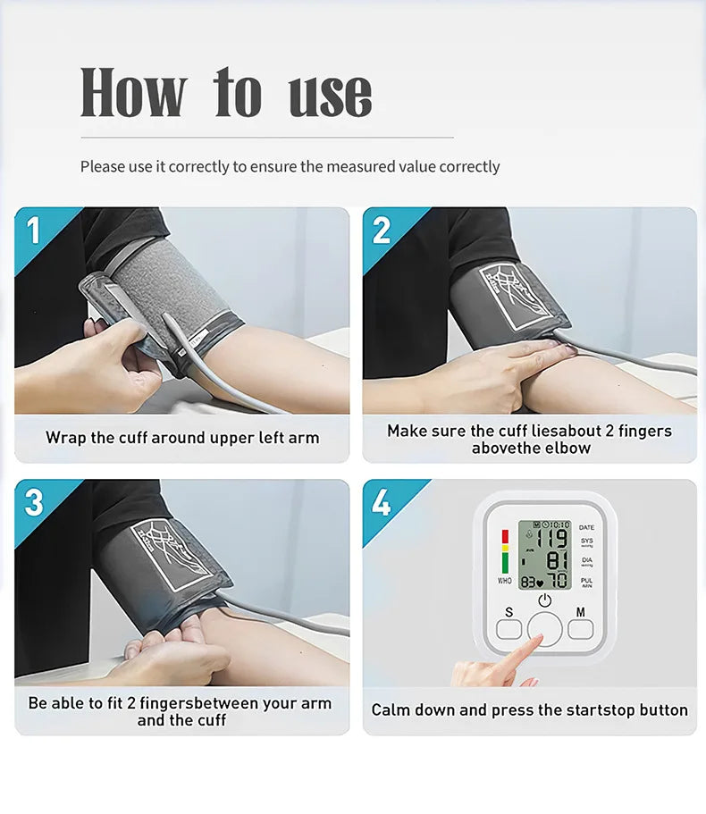 Medical Digital Arm BP Blood Pressure Automatic monitor, Heart Rate Pulse Meter Oximeter