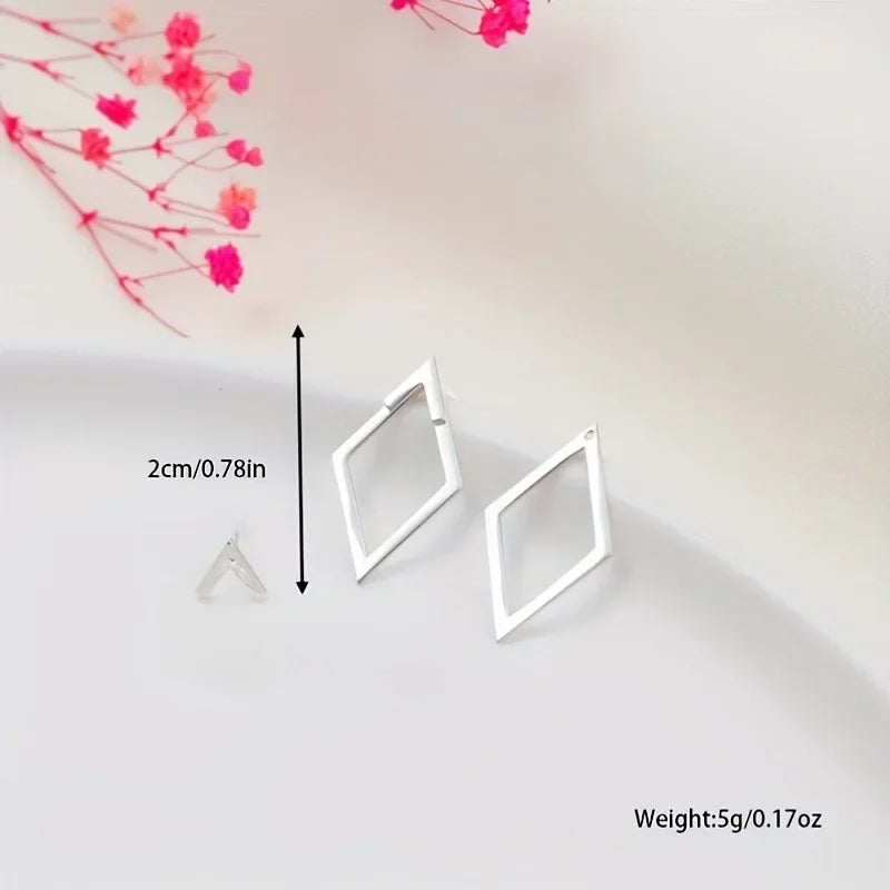 Retro Minimalist Geometric Square Detachable Triangles Stud Earrings