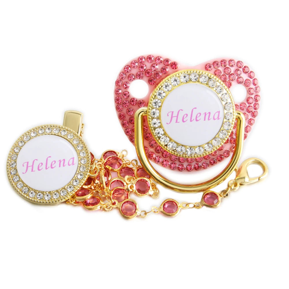 Personalized Crown Name Baby Pacifier With Chain Clip