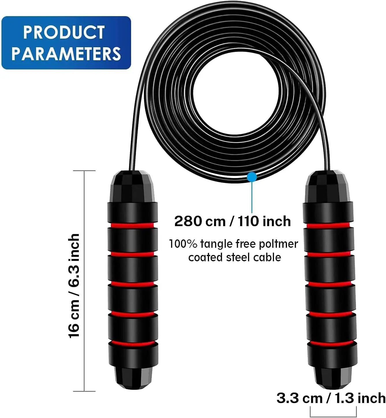 Ball Bearings Adjustable Tangle-Free Speed Wire Jump Rope with Foam Handles