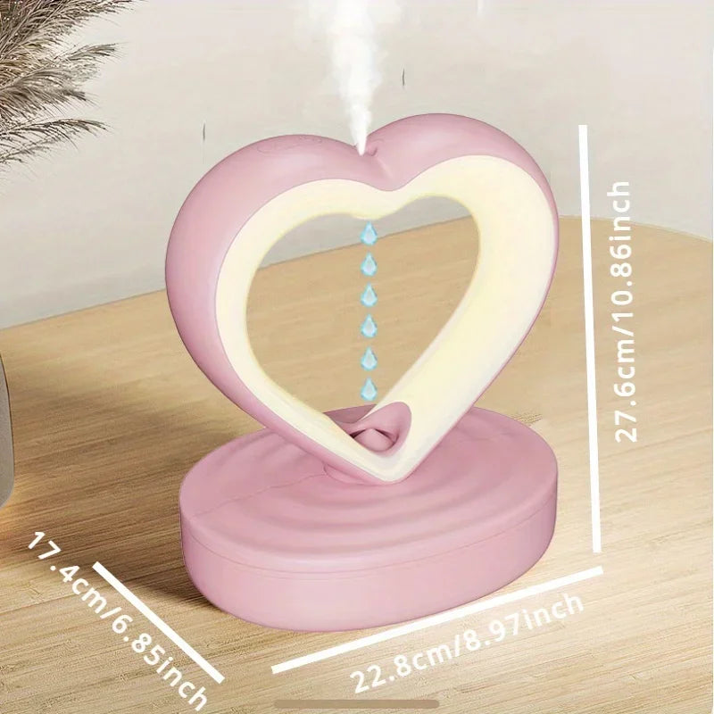 Creative Heart Shaped Anti-Gravity Humidifier LED Water Drop Air Humidifier