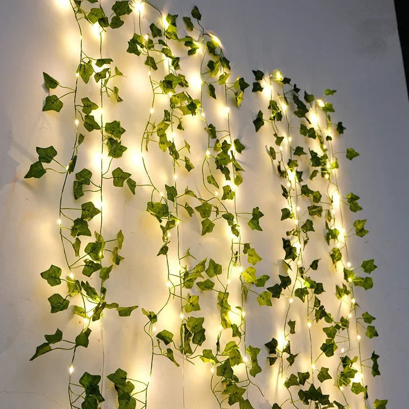 Green Leaf Lights Artificial Vine Fairy Lights Battery Powered