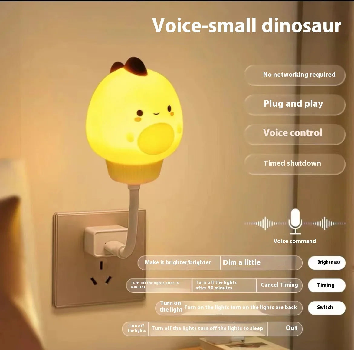 Smart Voice Control Moon Night Light USB Plug in