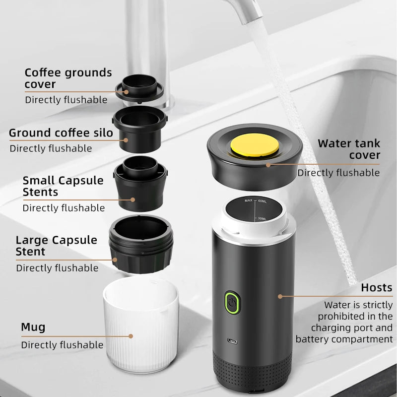 Wireless Electric Portable Espresso Coffee Machine for Car & Home, Camping Coffee