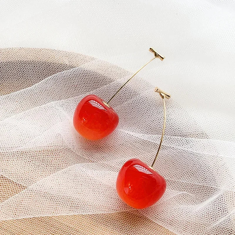 Small Fresh Sweet Red Cherry Earrings Cherries Pendant Earrings