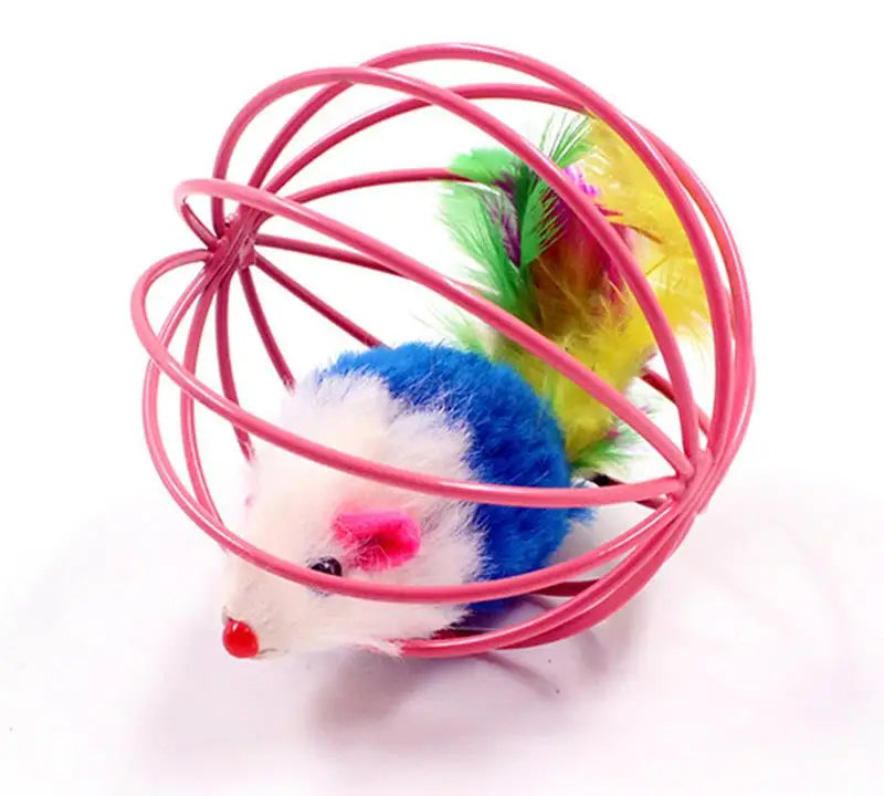 1pc Cat Toy Stick Feather Wand with Bell Mouse Cage Toys Random Color