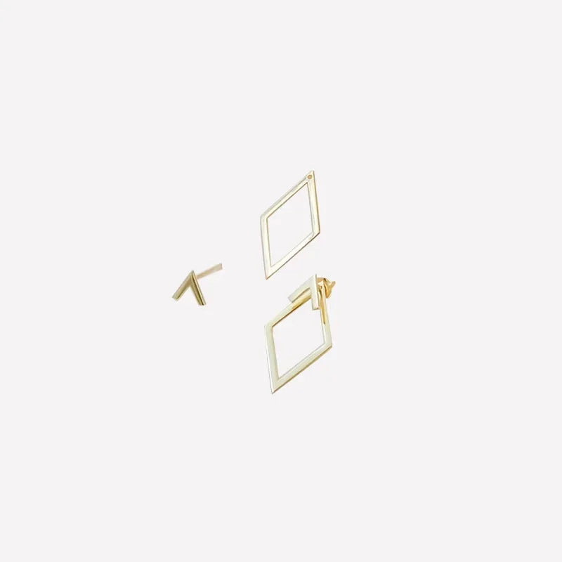 Retro Minimalist Geometric Square Detachable Triangles Stud Earrings