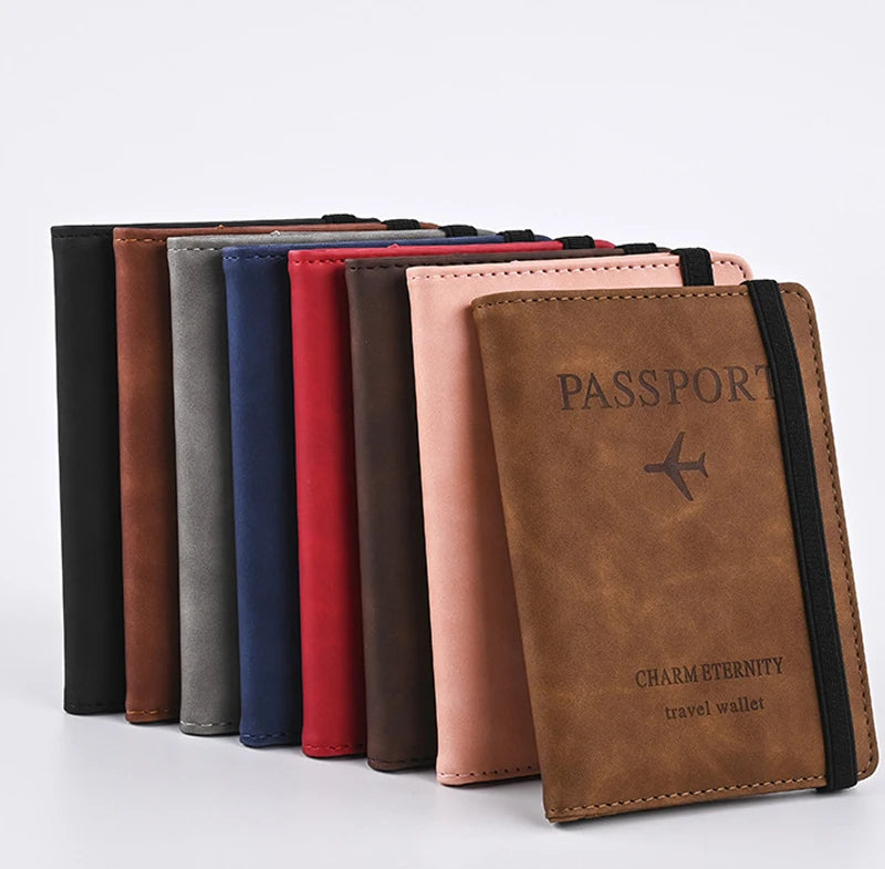 Leather Wallet Travel Passport Purse Card