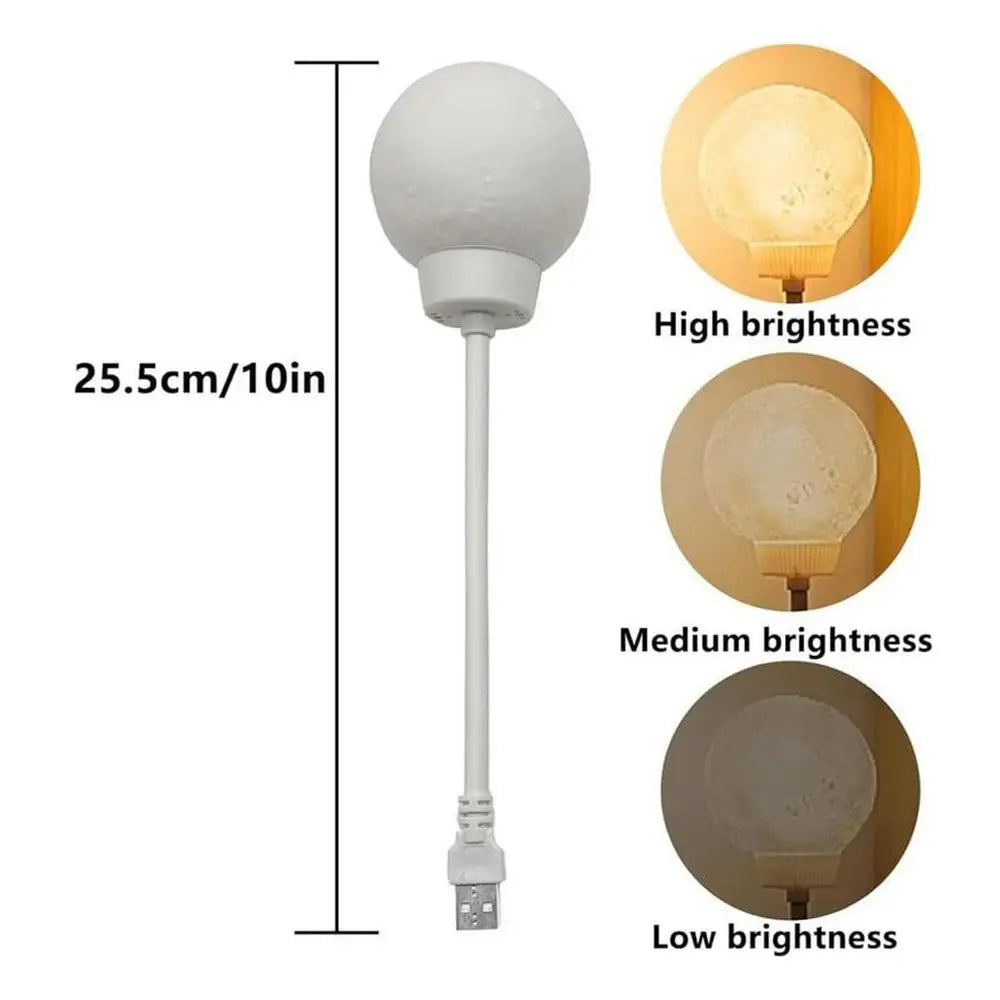 Small Desk Lamp Voice Activated Moon Table LED Lamp With Timer and 3 Lighting Adjustable USB-Powered