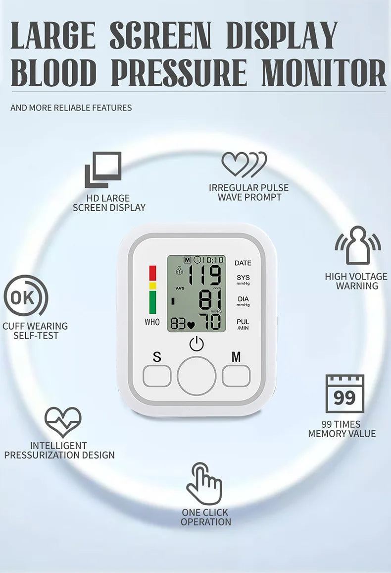 Medical Digital Arm BP Blood Pressure Automatic monitor, Heart Rate Pulse Meter Oximeter