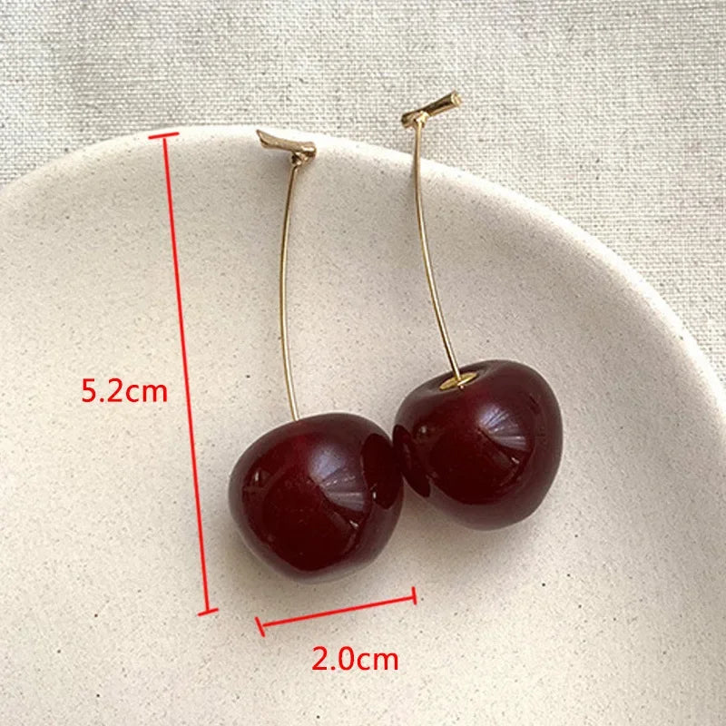 Small Fresh Sweet Red Cherry Earrings Cherries Pendant Earrings