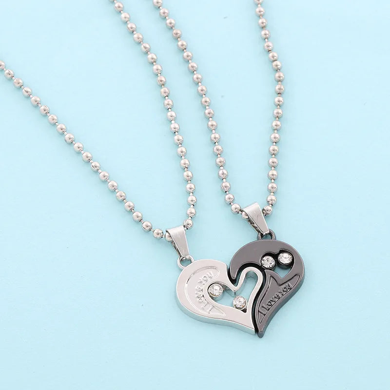 Quality Couple Pendant Necklace Electrocardiogram, Magnetic Heart