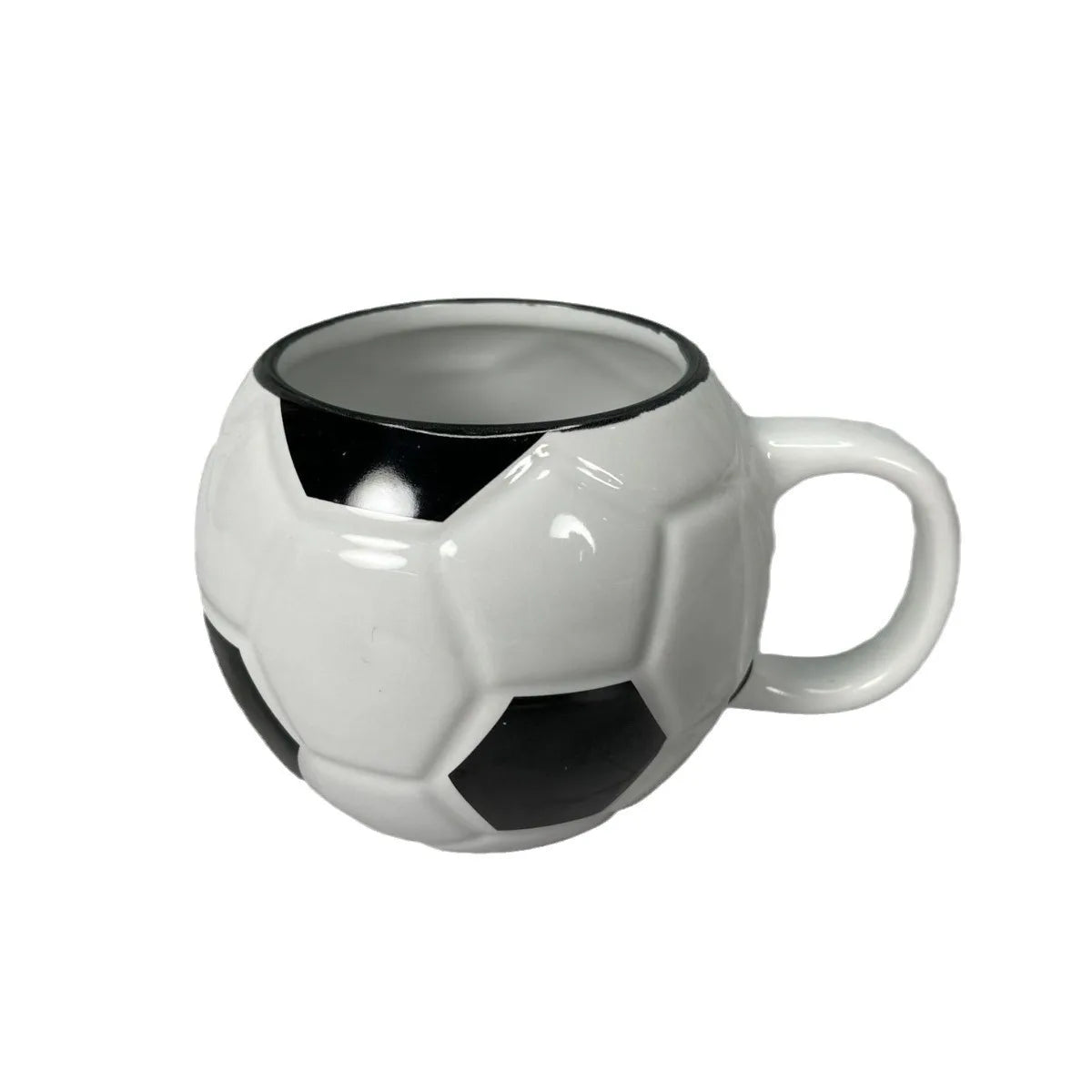 1pc Football Shape Ceramic Coffee Mug with Handle Heat-resistant Soccer Ball Cup