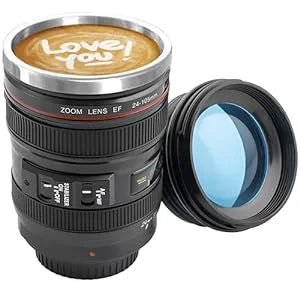 Coffee Cup Thermal Mug Camera Lens Coffee or Water Bottle Tumbler With Lids