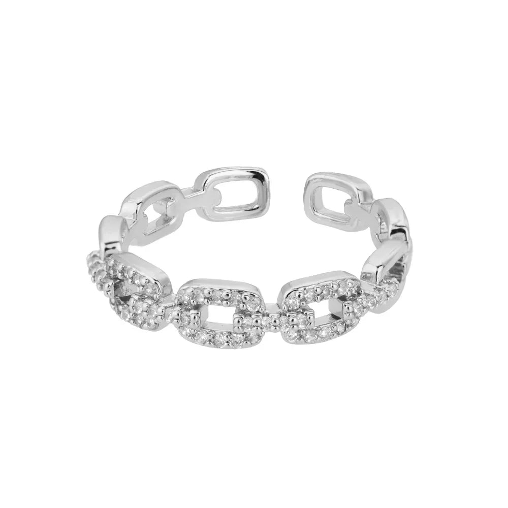 Beautiful Zircon Twist Chain Ring