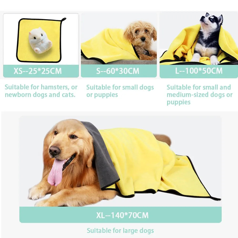 Quick Drying Dog and Cat Soft Fiber Absorbent Bath Towel