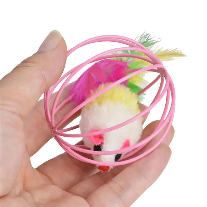 1pc Cat Toy Stick Feather Wand with Bell Mouse Cage Toys Random Color