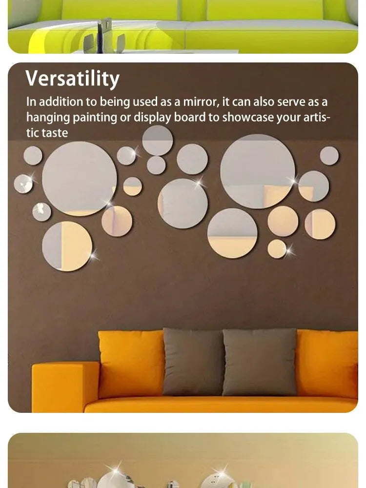 26 PCs 3D Acrylic Mirror Wall Sticker