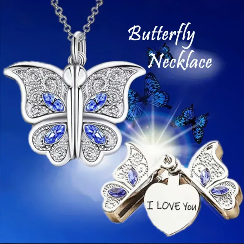 Charm Butterfly, I Love You Love Pendant Necklace Exquisite