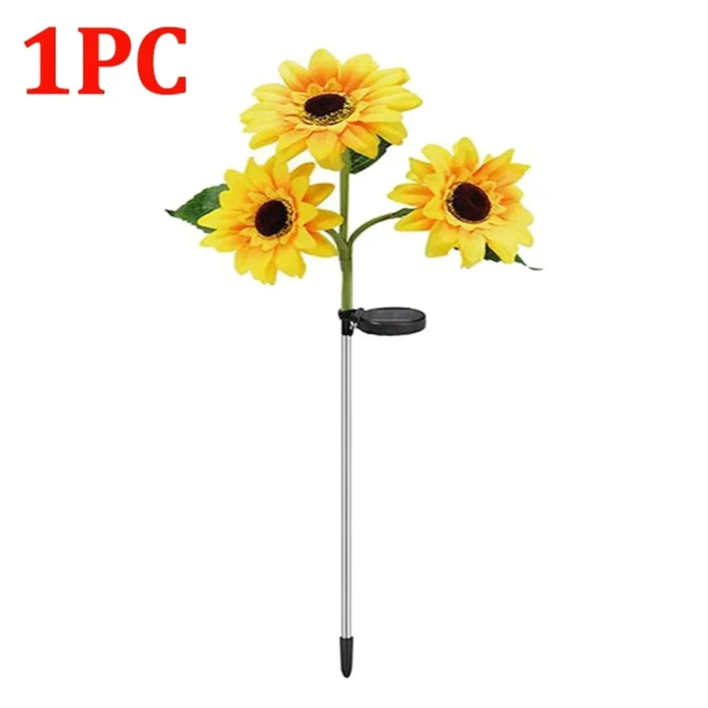 Sunflower Solar Lights Outdoor Decor 1/3 LED Sunflower Yellow Flower Lights Decorative For Patio Lawn Garden Pathway Decoration