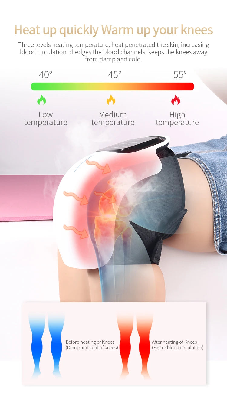 Knee Massager Infrared Heat and Vibration for Swelling Joints Stretched Ligament and Muscles Injuries