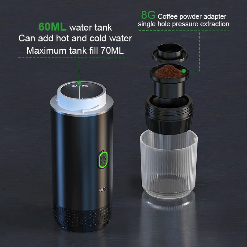 Wireless Electric Portable Espresso Coffee Machine for Car & Home, Camping Coffee