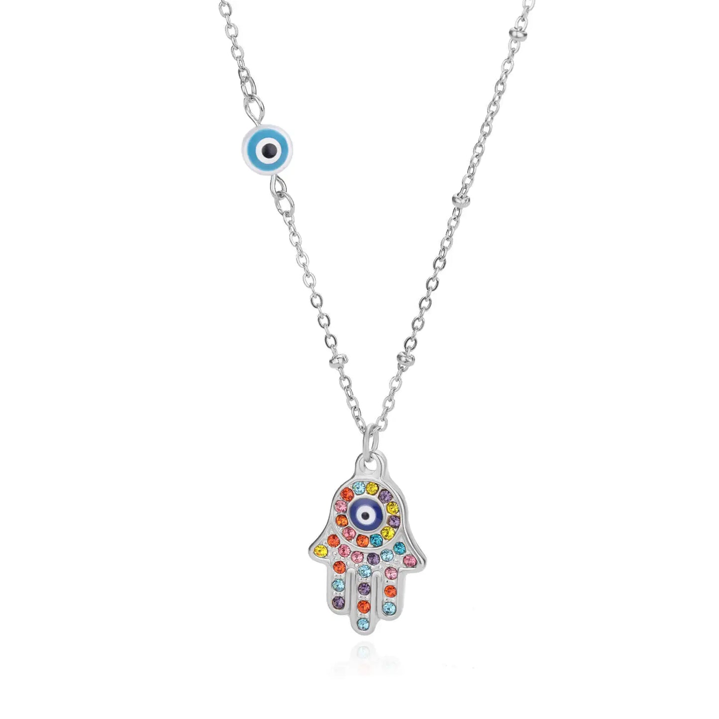 Crystal Blue Turkish Evil Eyes Necklace