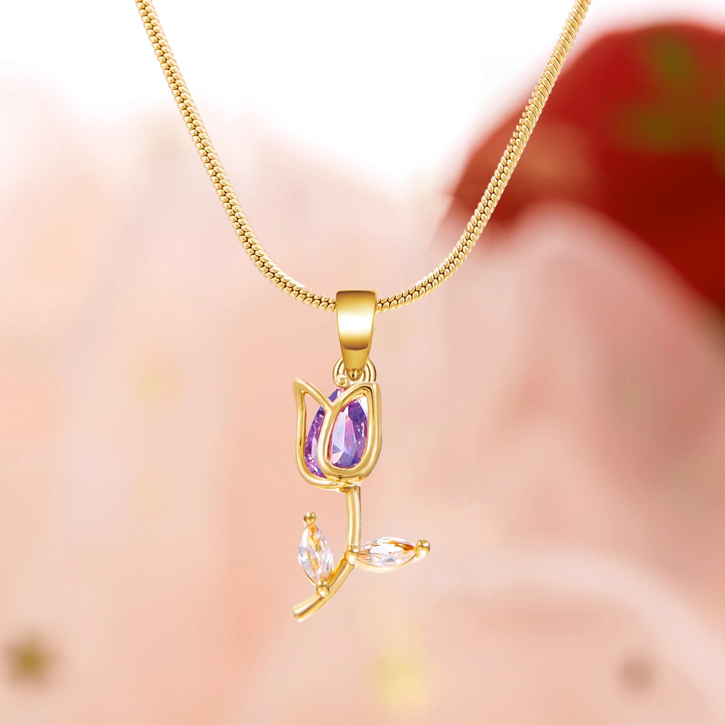 Light Luxury Tulip Flower Pendant Necklace