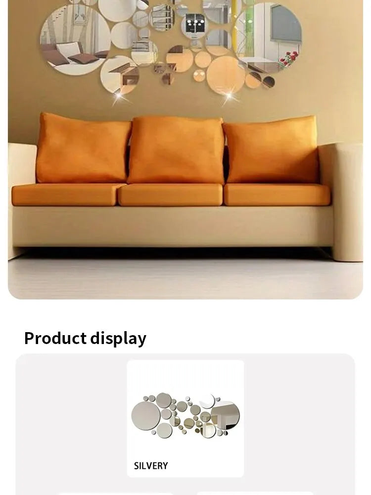 26 PCs 3D Acrylic Mirror Wall Sticker