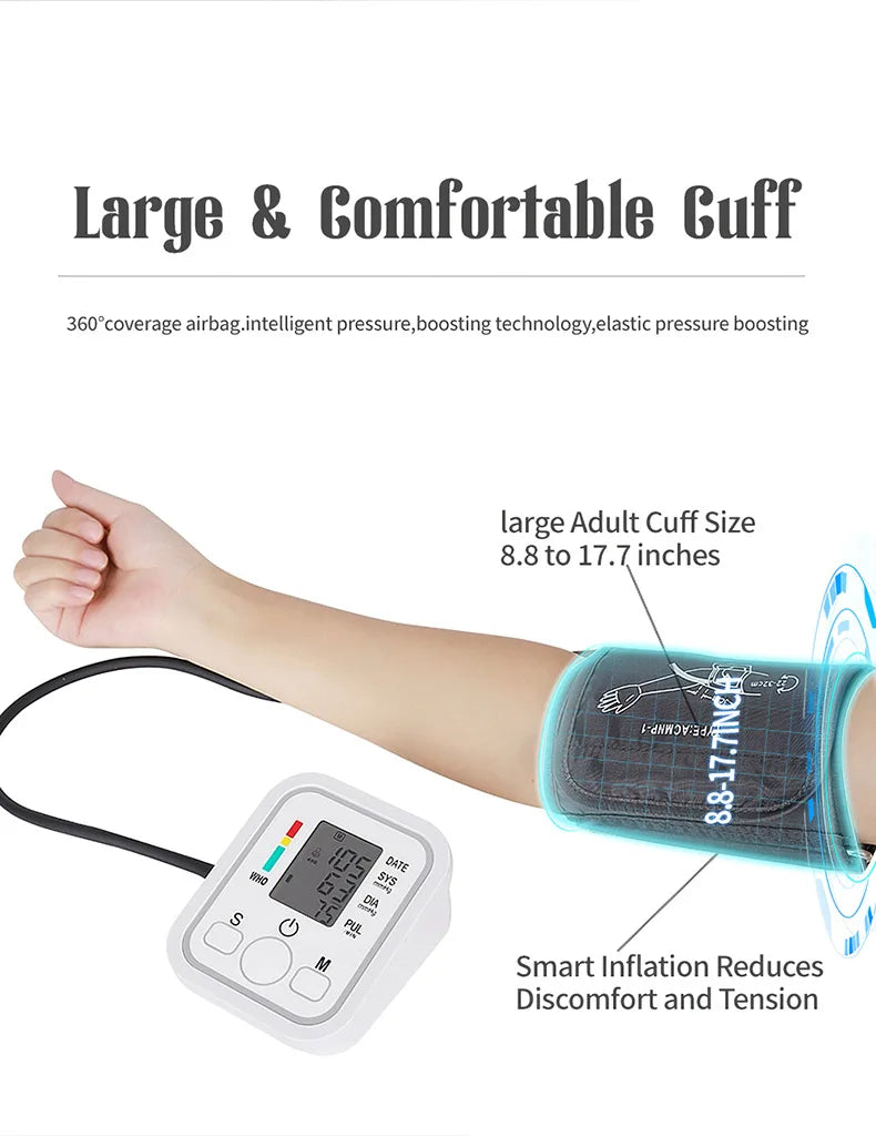 Medical Digital Arm BP Blood Pressure Automatic monitor, Heart Rate Pulse Meter Oximeter