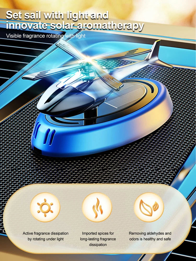 Solar Powered Rotation Helicopter Solar Aromatherapy Car Air Freshener