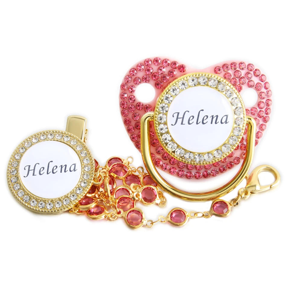 Personalized Crown Name Baby Pacifier With Chain Clip