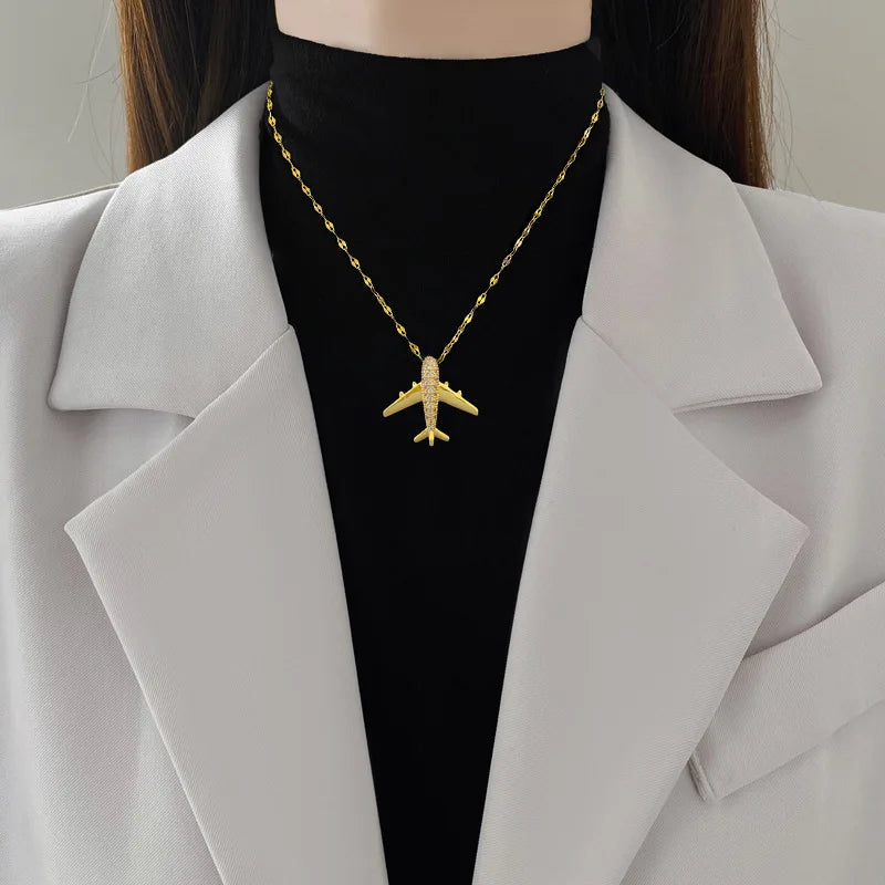 Charming Airplane Necklace for the travel at heart