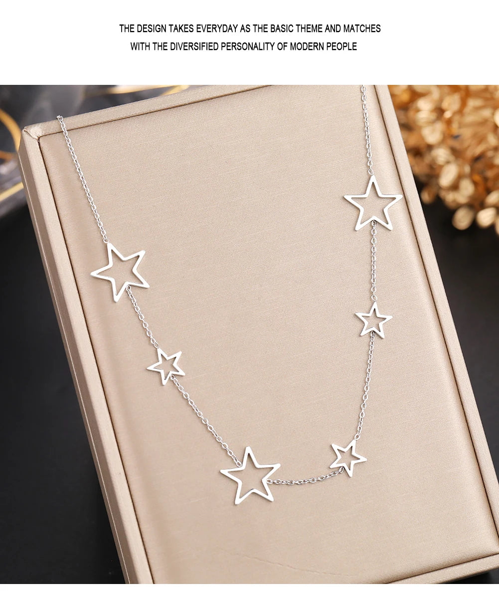 Short Star Necklace Eye Catching Designer Brand Name Necklace High Quality Silver Metal Star Shape Short Necklaces for Women