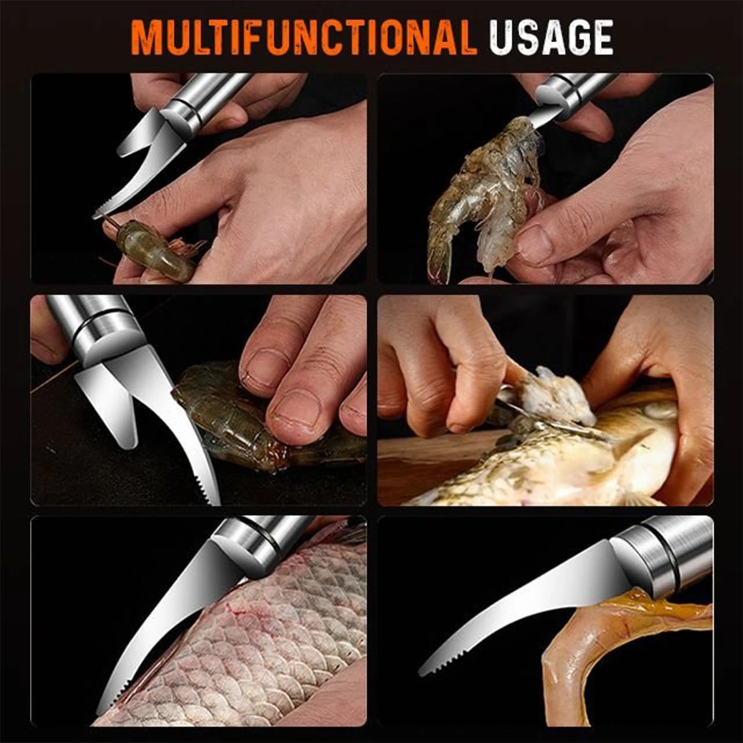 6 In 1 Multifunctional Fast Shrimp Peeler or Fish Scales Knife