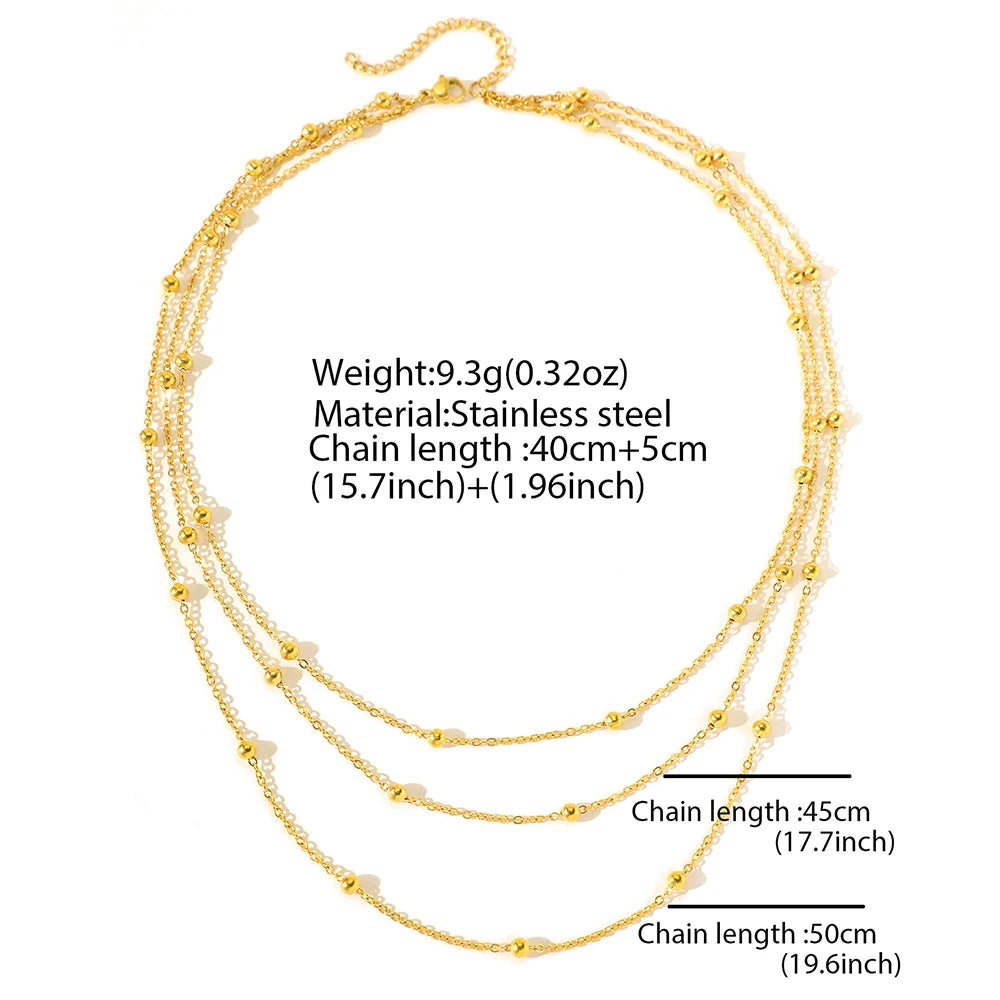 High-end Atmosphere Delicate Beads Multi-Layers Chain Bone Necklace