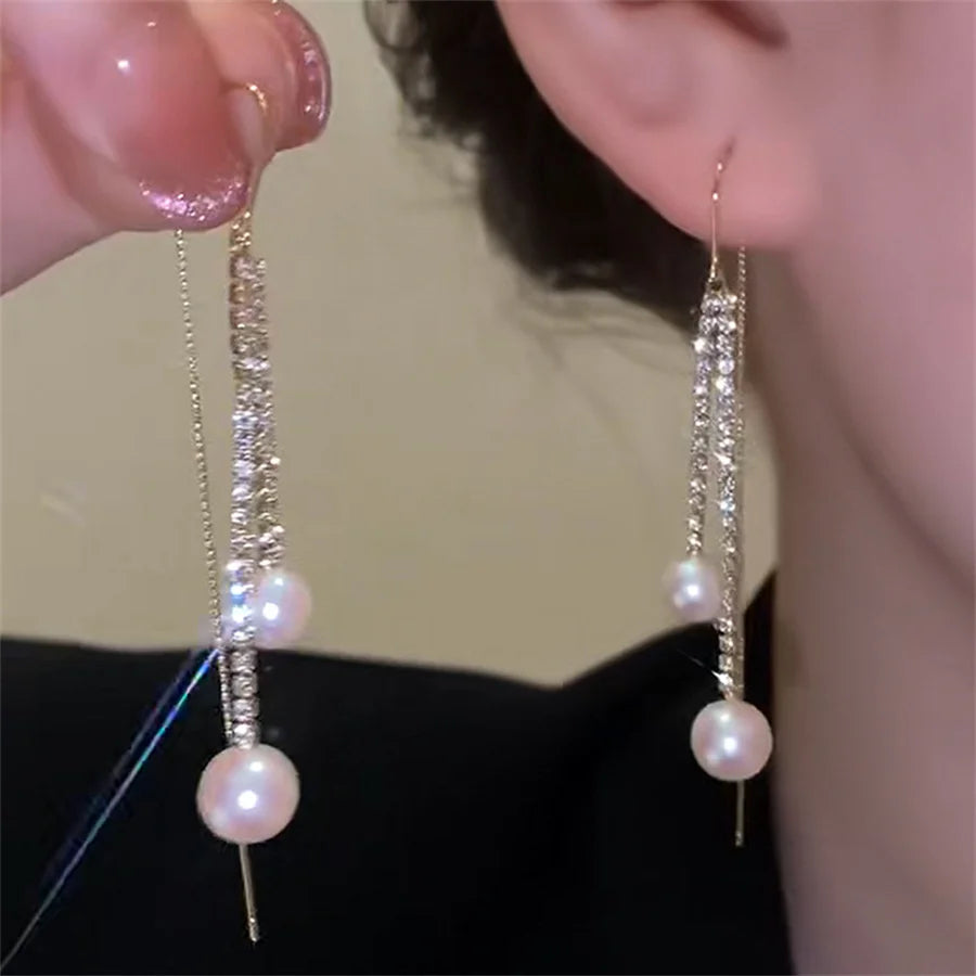 Long Crystal Tassel Zircon Rotating Twisted Women's Earrings