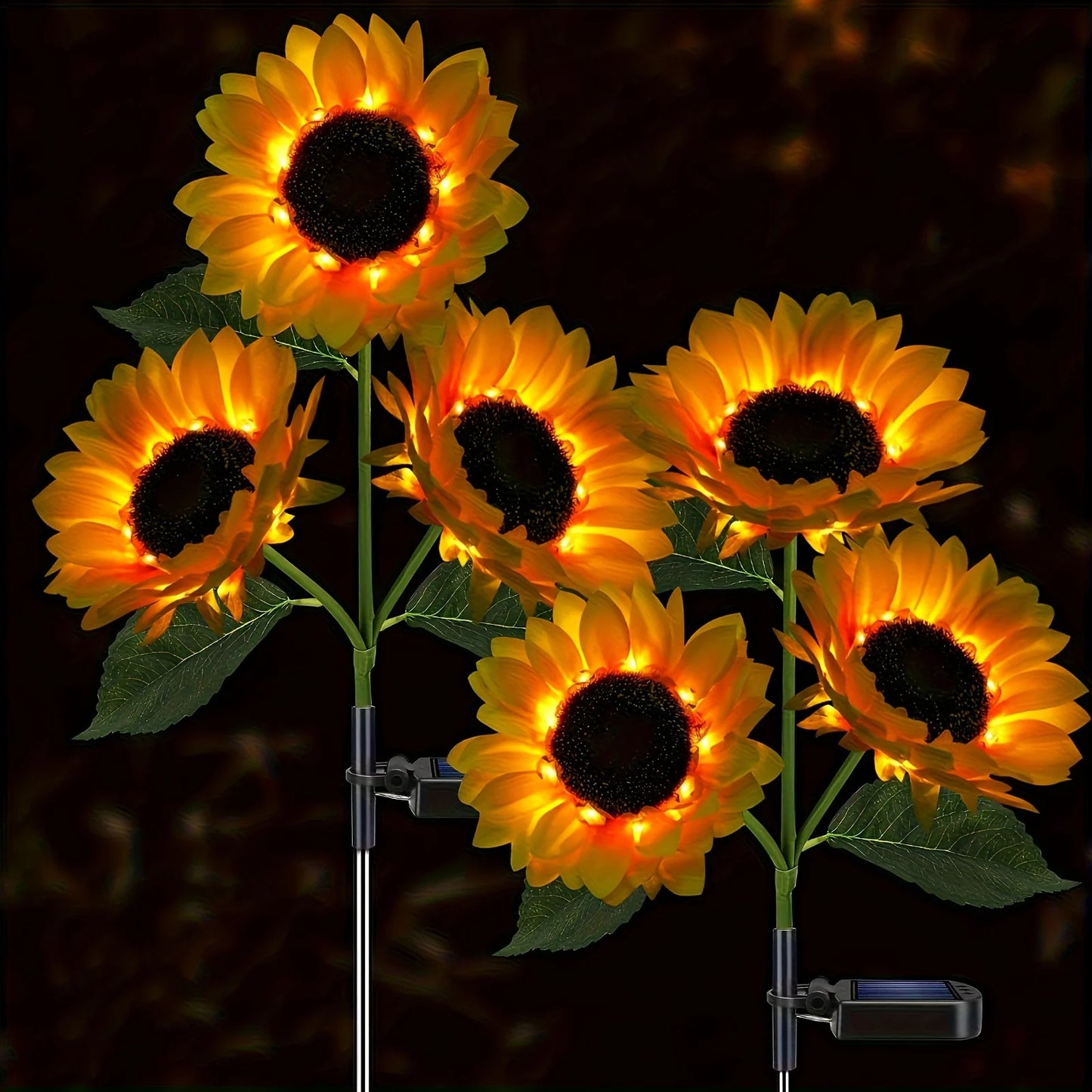 Sunflower Solar Lights Outdoor Decor 1/3 LED Sunflower Yellow Flower Lights Decorative For Patio Lawn Garden Pathway Decoration