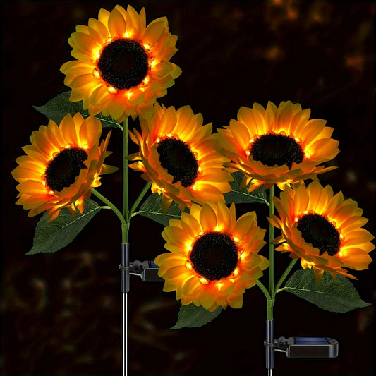 Sunflower Solar Lights Outdoor Decor 1/3 LED Sunflower Yellow Flower Lights Decorative For Patio Lawn Garden Pathway Decoration