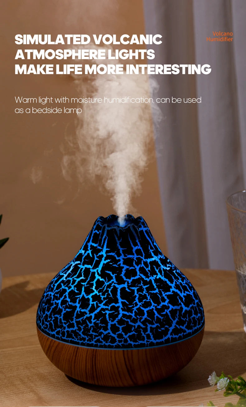 300ml Volcano Air Humidifier Desktop Electric USB Humidifier Air Freshener With 7 Colors Night