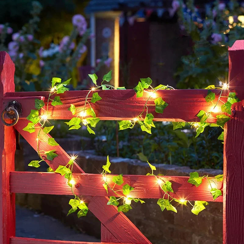 Green Leaf Lights Artificial Vine Fairy Lights Battery Powered